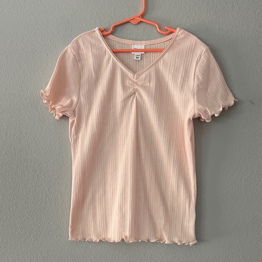 Art Class Soft Pink Ribbed Top